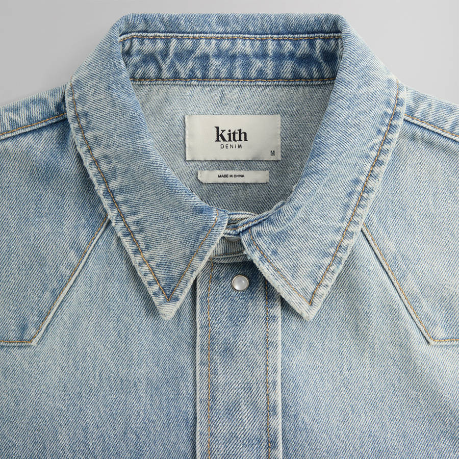 Light Indigo Men Kith Webster Denim Shirts | 7189-XQIYE