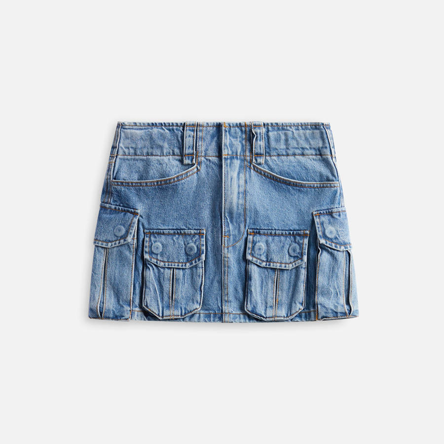 Light Indigo Women Kith T by Alexander Wang Cargo Pocket Skirts | 7560-OYSQX