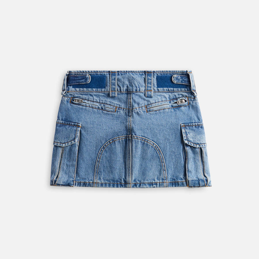 Light Indigo Women Kith T by Alexander Wang Cargo Pocket Skirts | 7560-OYSQX