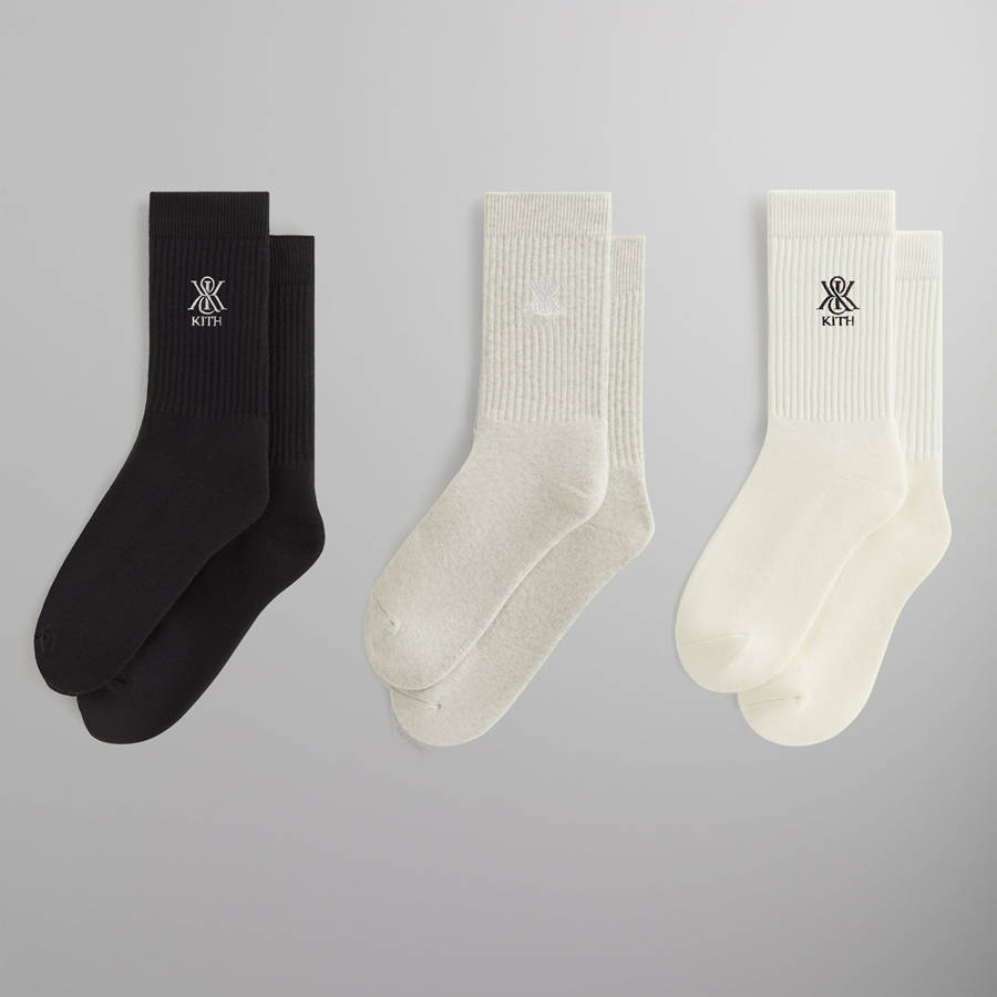 Multicolor Men Kith 3-Pack Crest Crew Socks | 1750-FVAQZ