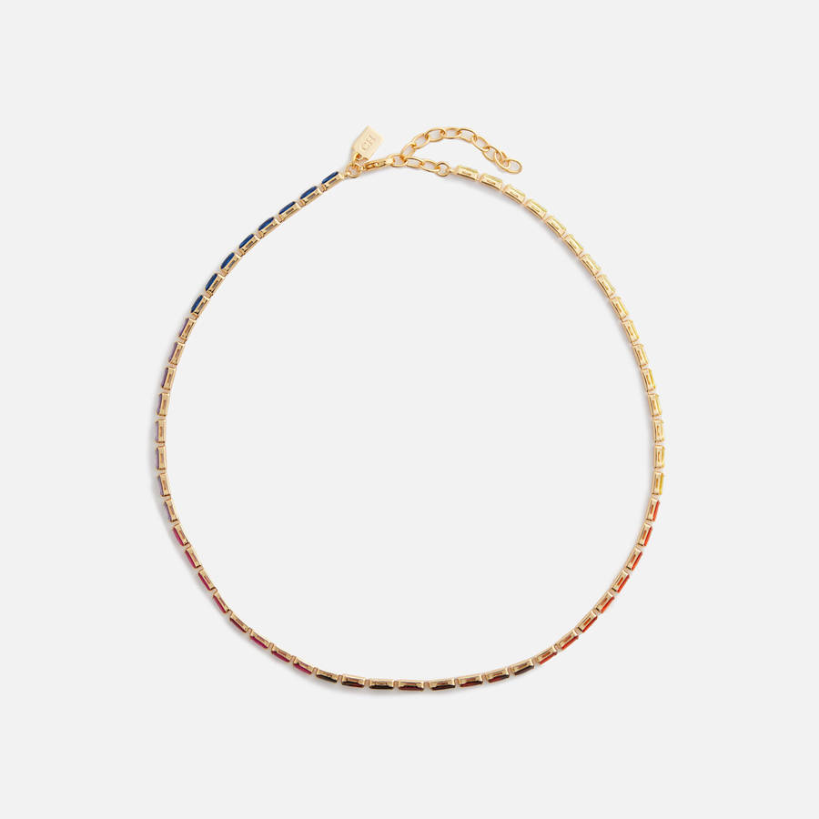 Multicolor Women Kith Crystal Haze Mini Baguette Chakra Choker Jewelry | 9632-FIHSW