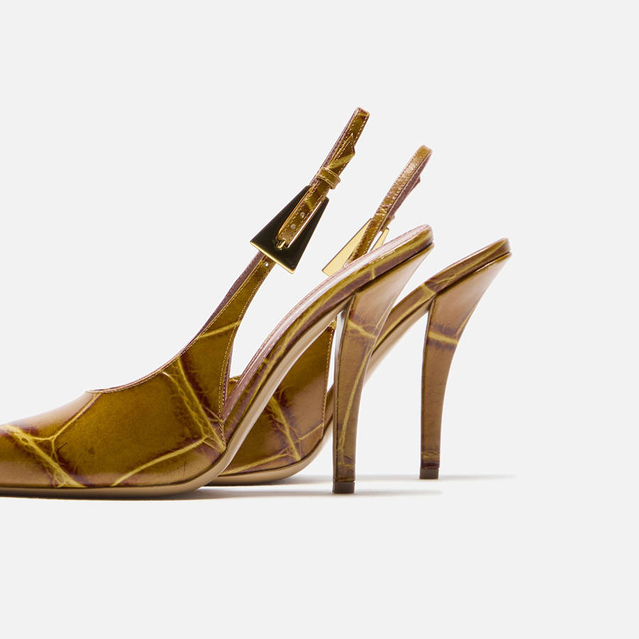 Mustard Women Kith Paris Texas Jessica Slingback 105 Heels | 6108-VQLOP
