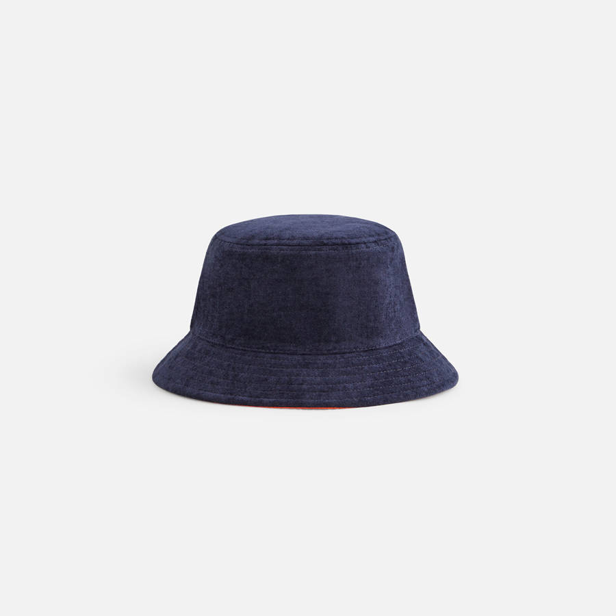 Navy Kids' Kith Chenille Reversible Bucket Hat Headwear | 2954-PCGWK