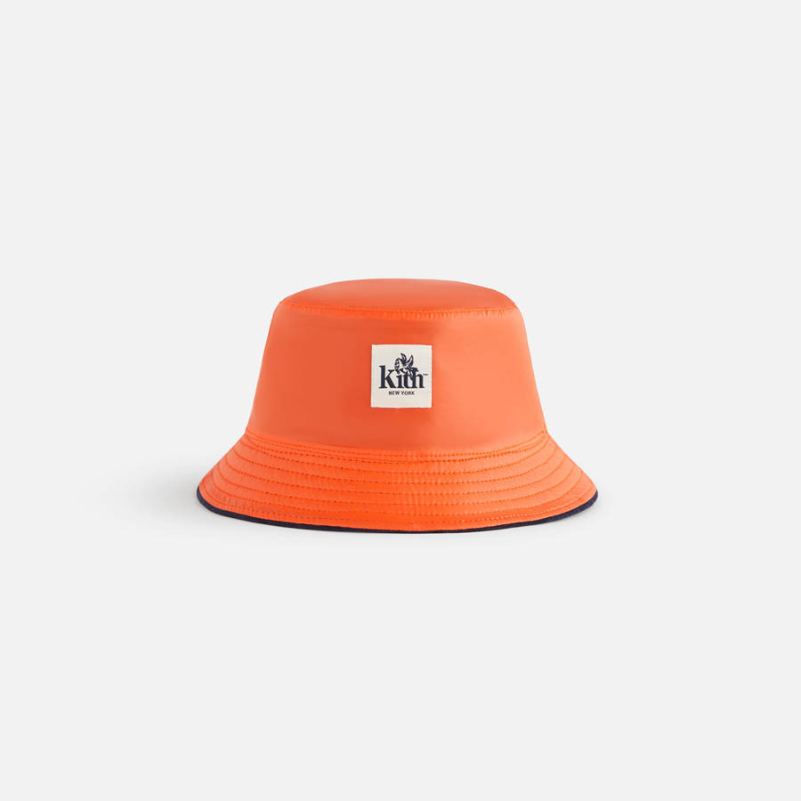 Navy Kids' Kith Chenille Reversible Bucket Hat Headwear | 2954-PCGWK