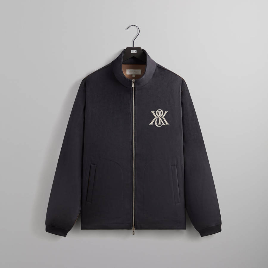 Navy Men Kith Bonded Microsuede Ali Track Jackets | 0248-IZUFM