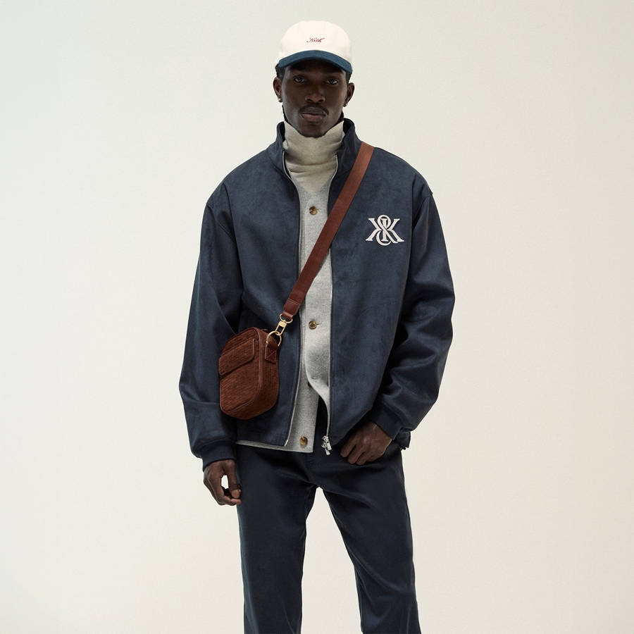 Navy Men Kith Bonded Microsuede Ali Track Jackets | 0248-IZUFM