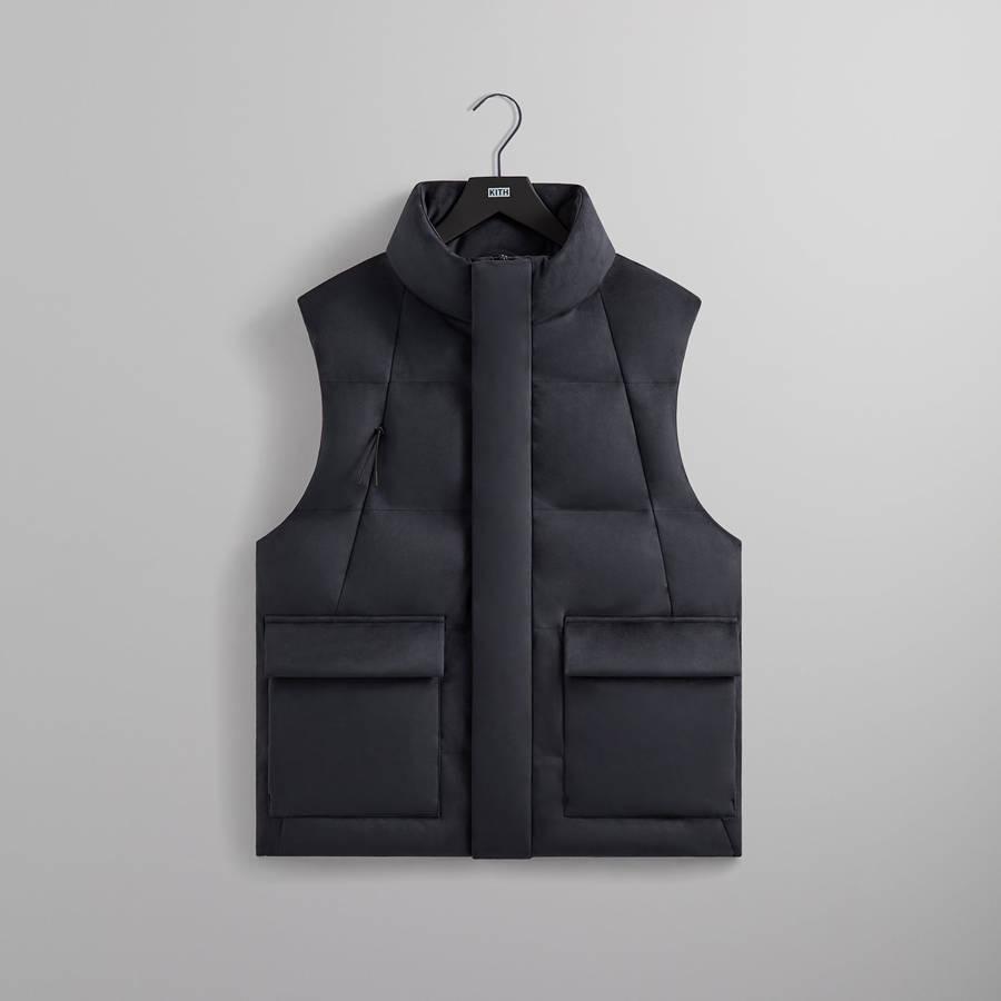 Navy Men Kith Bonded Microsuede Midi Vest | 4092-QGJKT