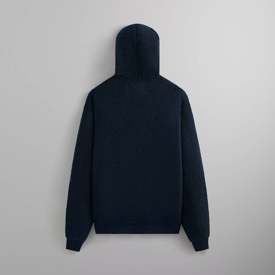 Navy Men Kith Bonded Sherpa Coleman Quarter Zip Hoodie | 9574-DPRHF