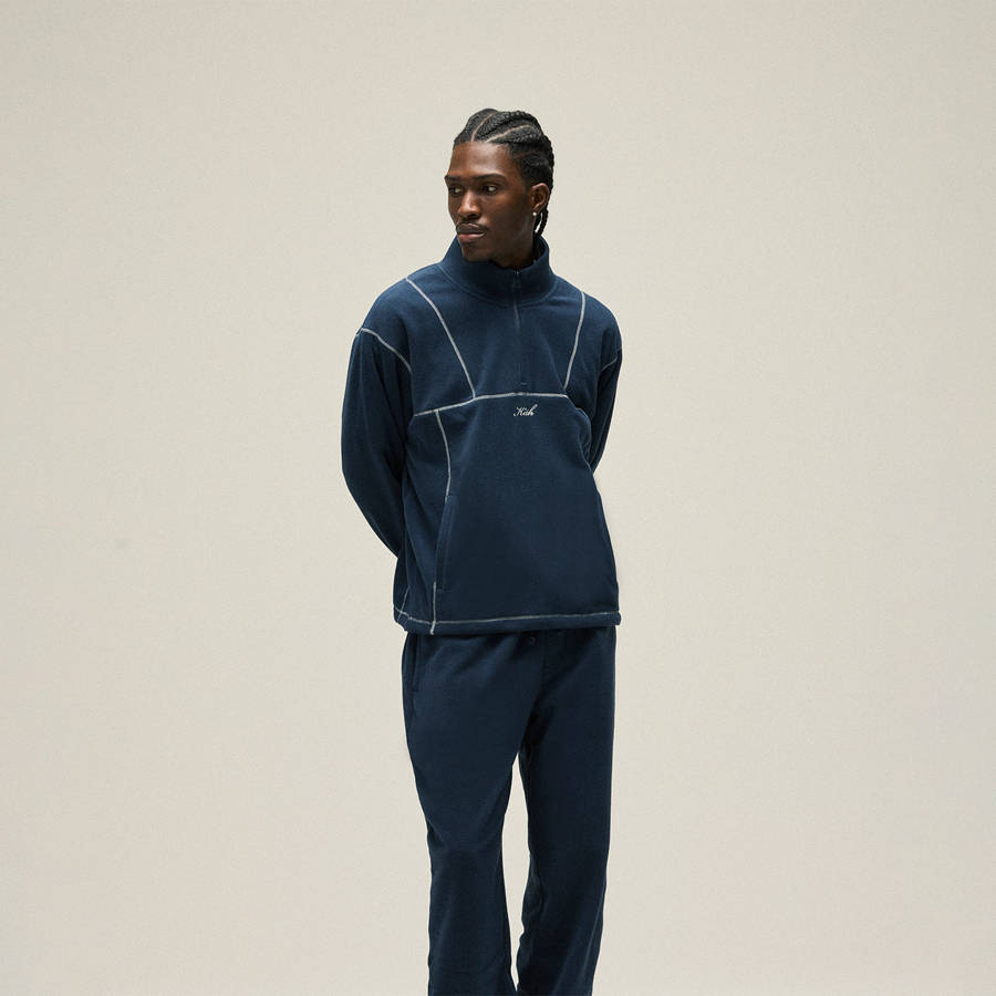 Navy Men Kith Coleman II Quarter Zip Sweatshirts | 3451-TYZKH