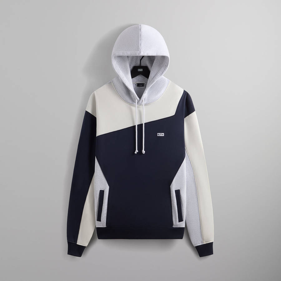 Navy Men Kith Color-Blocked Madison Hoodie Sweatshirts | 8429-BKSYH