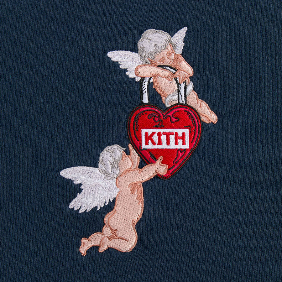 Navy Men Kith Cupid Love Lock Nelson Crewneck Sweatshirts | 4130-SUAQO