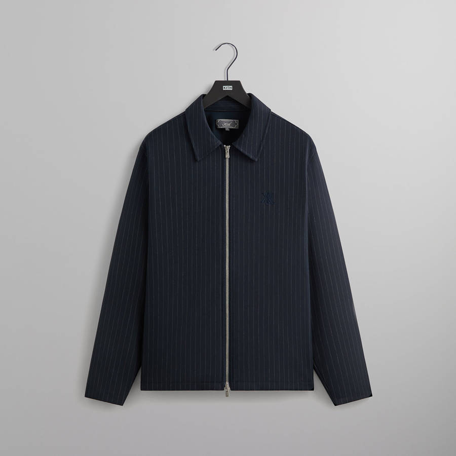Navy Men Kith Double Weave Full Zip Coaches Jackets | 6847-VWKGR