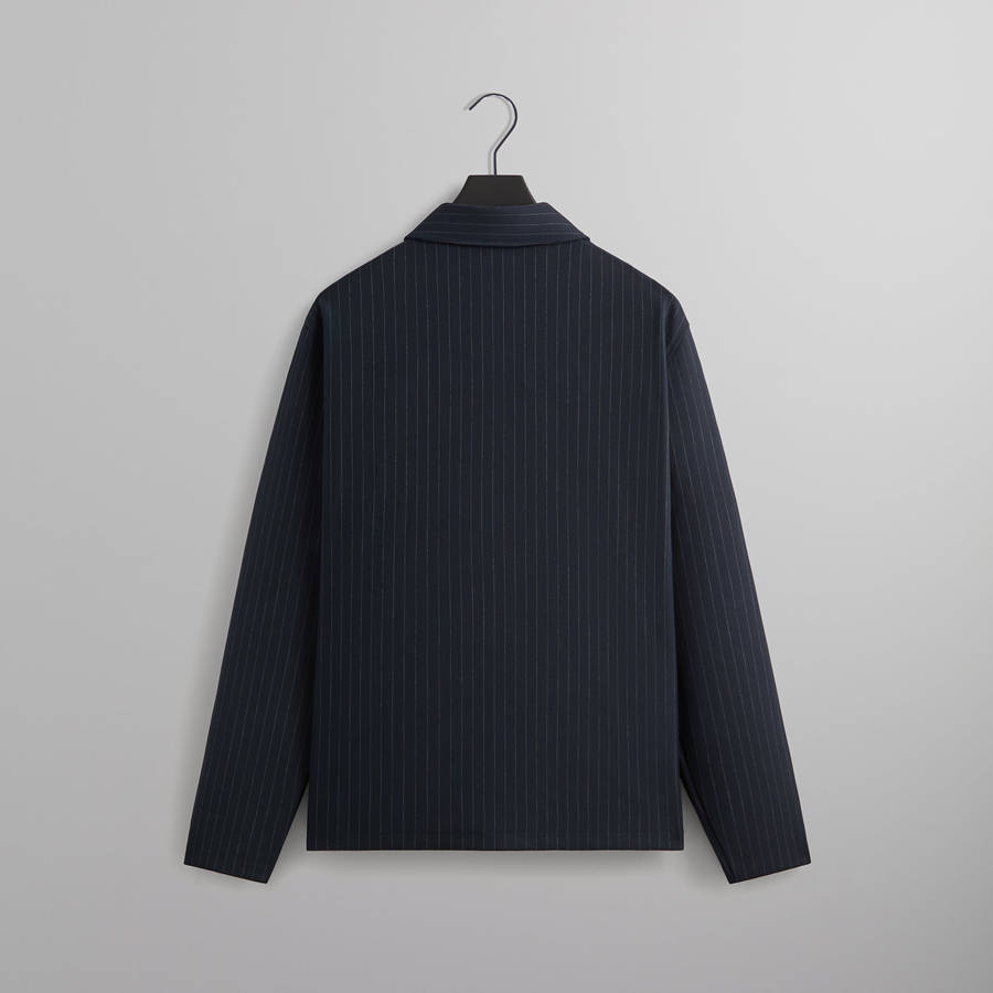 Navy Men Kith Double Weave Full Zip Coaches Jackets | 6847-VWKGR