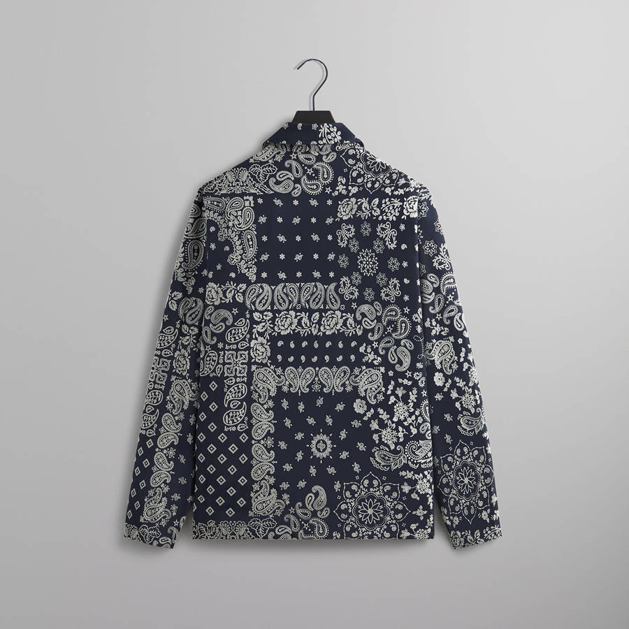 Navy Men Kith Flocked Deconstructed Bandana Coaches Jackets | 0745-WRCZQ