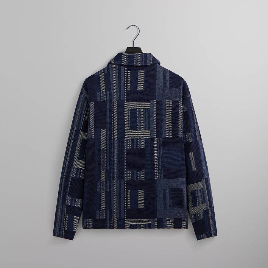 Navy Men Kith Geometric Knit Coaches Jackets | 4290-VWGSP