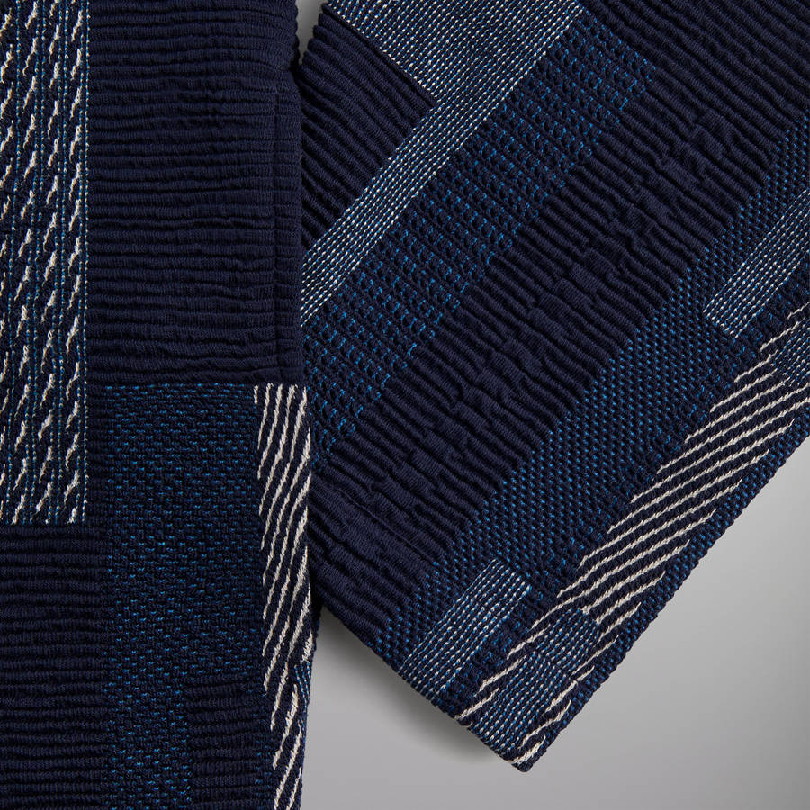 Navy Men Kith Geometric Knit Coaches Jackets | 4290-VWGSP