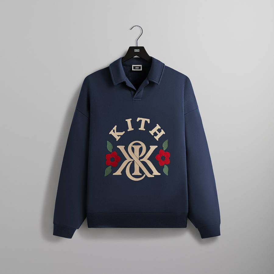 Navy Men Kith KandK Applique Nelson Collared Rugby Shirts | 1328-RAHXU