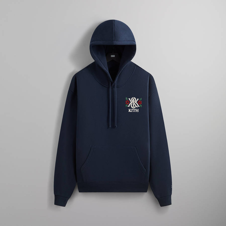 Navy Men Kith KandK Beaded Nelson Hoodie | 1043-DSEJP