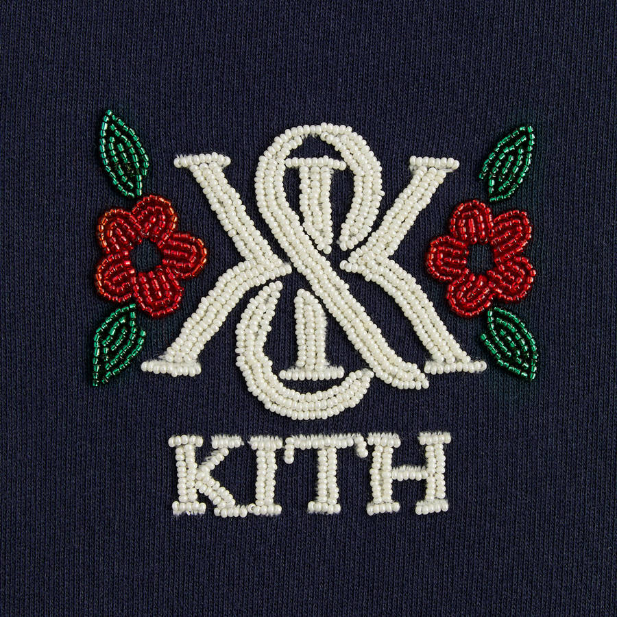 Navy Men Kith KandK Beaded Nelson Hoodie | 1043-DSEJP