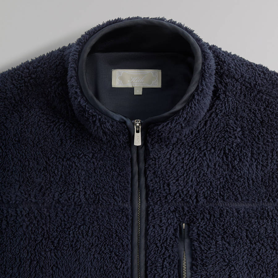 Navy Men Kith Lightweight Sherpa Antony Full Zip Jackets | 5907-LZTFJ