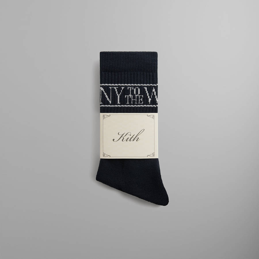 Navy Men Kith NY to the World Crew Socks | 0364-GMBHJ