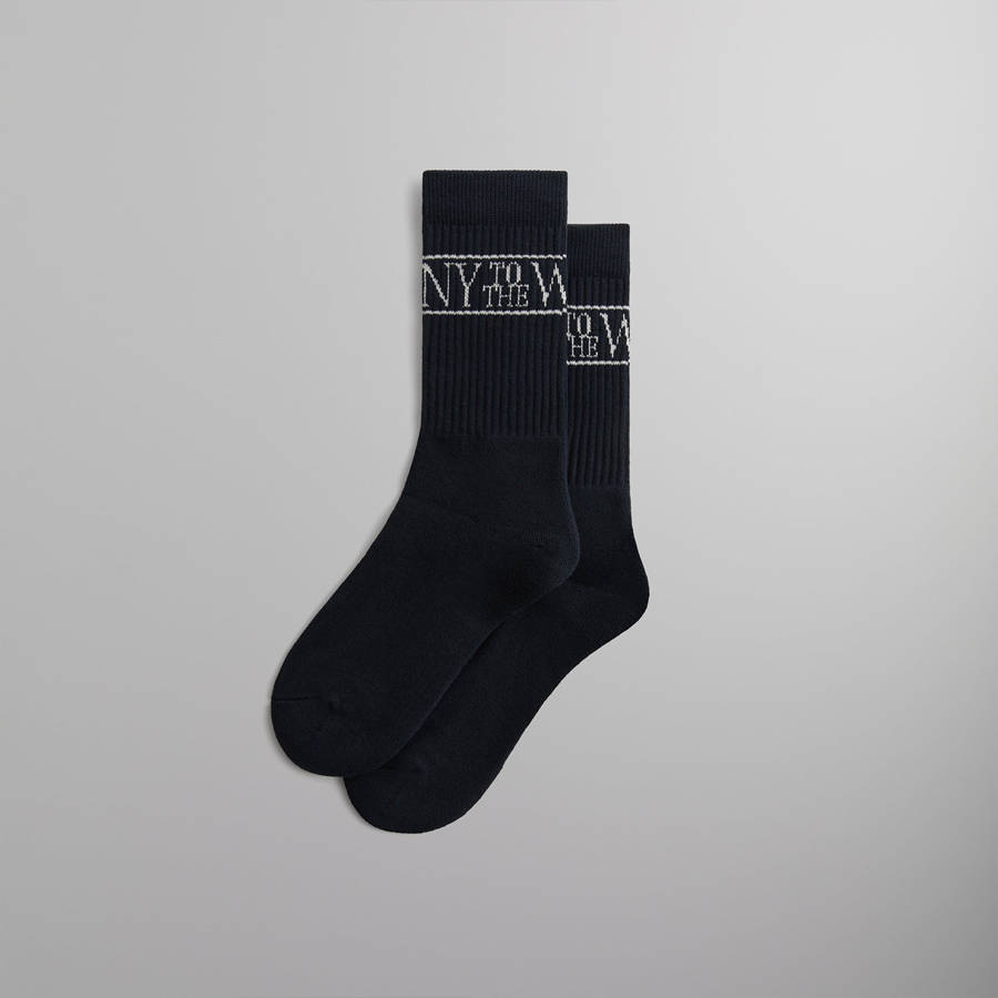 Navy Men Kith NY to the World Crew Socks | 0364-GMBHJ