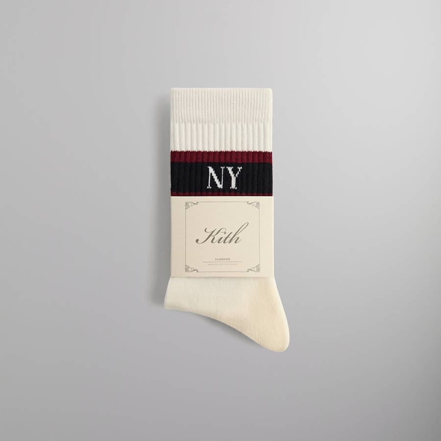 Navy Men Kith New York Striped Crew Socks | 1789-BWOLU