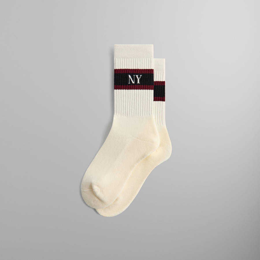 Navy Men Kith New York Striped Crew Socks | 1789-BWOLU