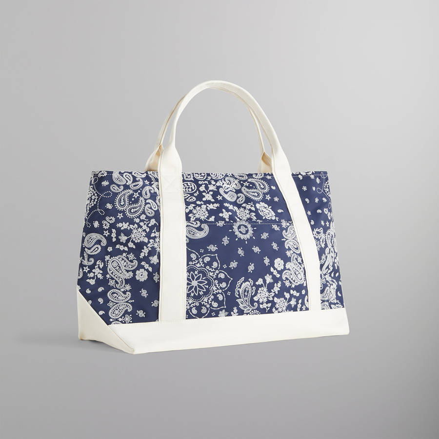 Navy Men Kith Paisley Flocked Nylon Tote Bags | 5461-KGFNB