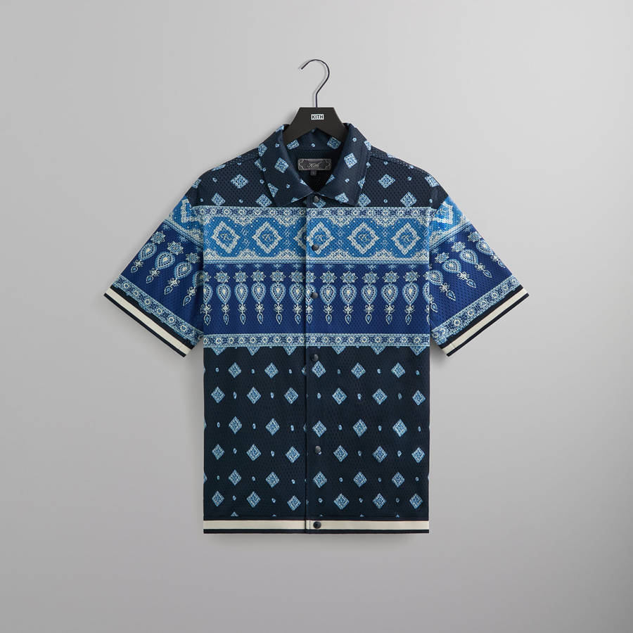 Navy Men Kith Printed Mesh Woodpoint Shirts | 5316-VELTR