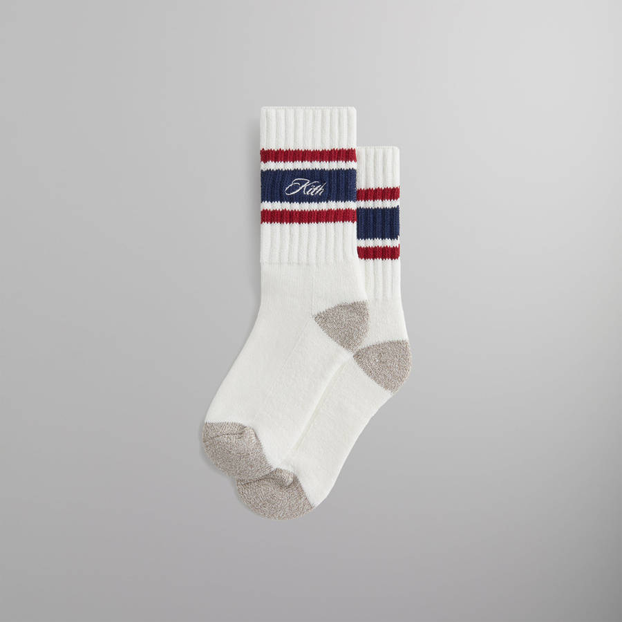Navy Men Kith Striped Chunky Crew Socks | 6429-SPMCB