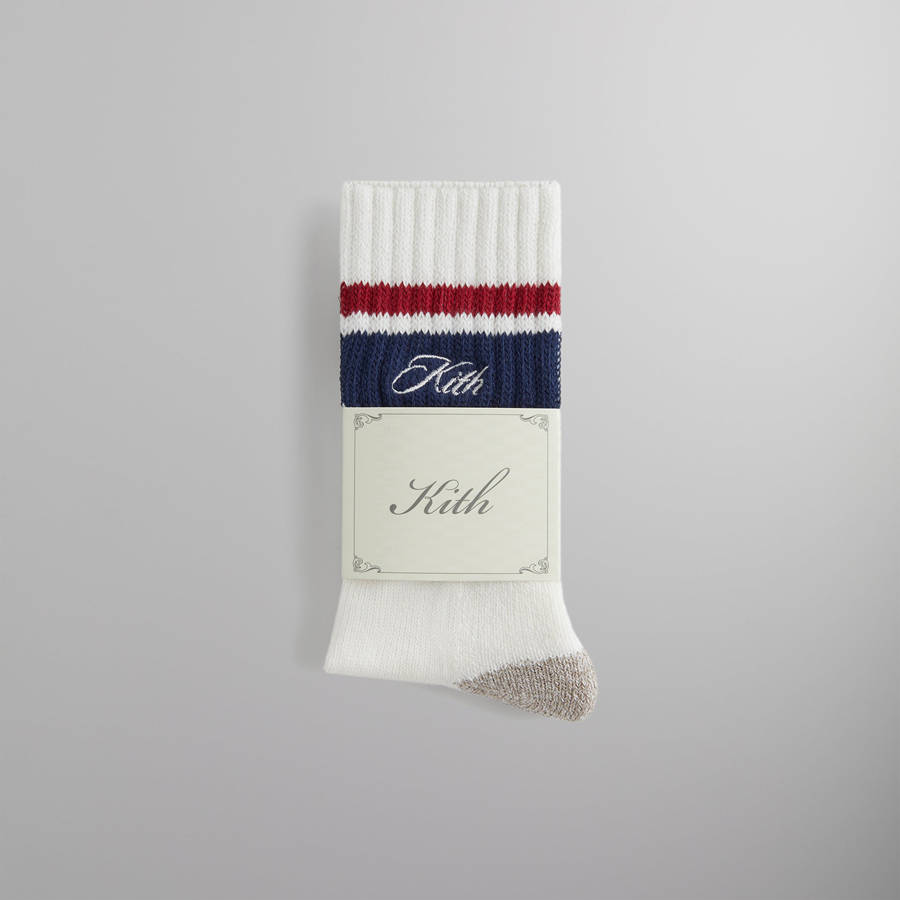 Navy Men Kith Striped Chunky Crew Socks | 6429-SPMCB