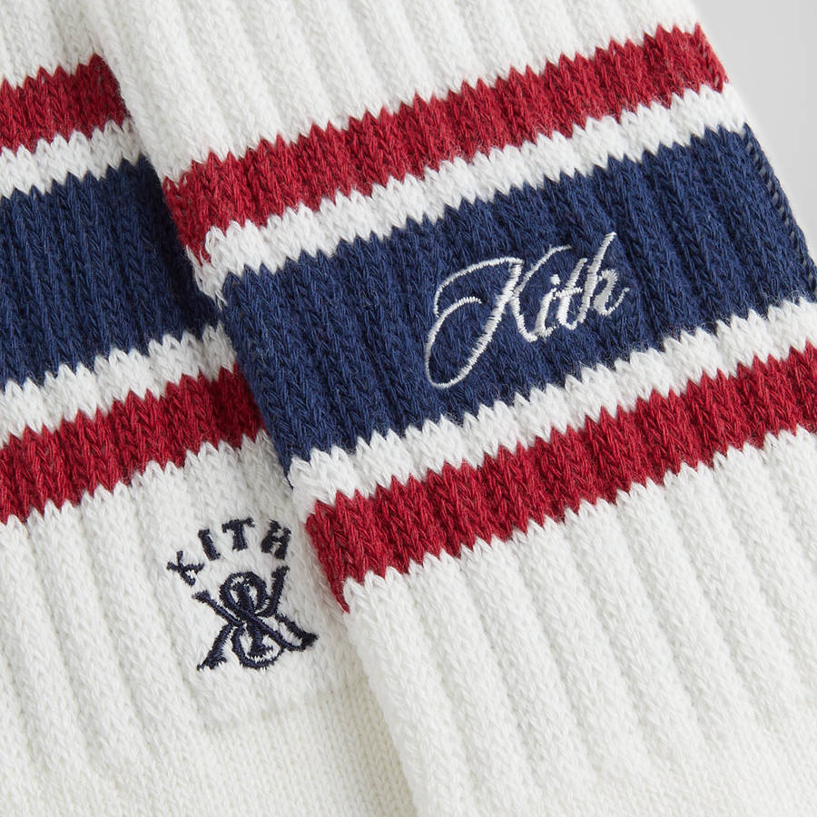 Navy Men Kith Striped Chunky Crew Socks | 6429-SPMCB