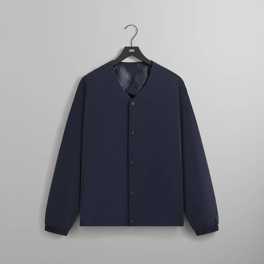 Navy Men Kith Sueded Tech Winfield Quilted Liner Jackets | 4073-QGVLT