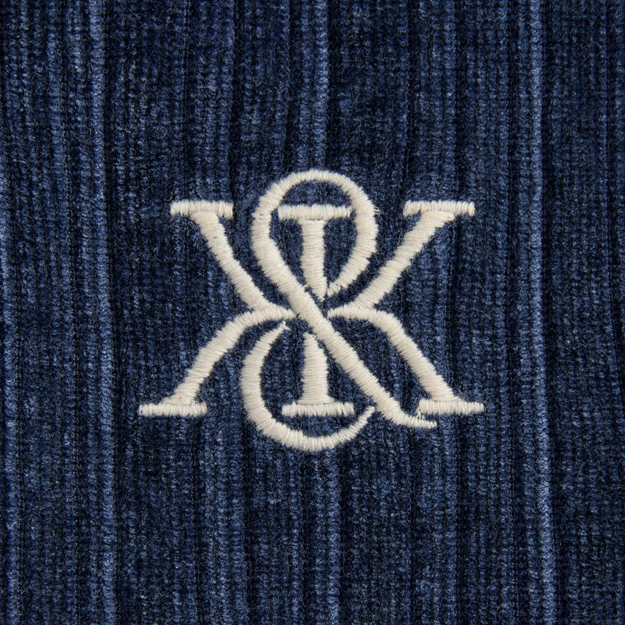 Navy Men Kith Velvet Cord Ali Track Jackets | 7921-TKEQH