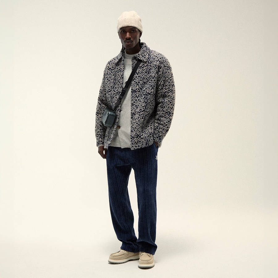 Navy Men Kith Velvet Cord Damon Track Pants | 3129-NHXIV