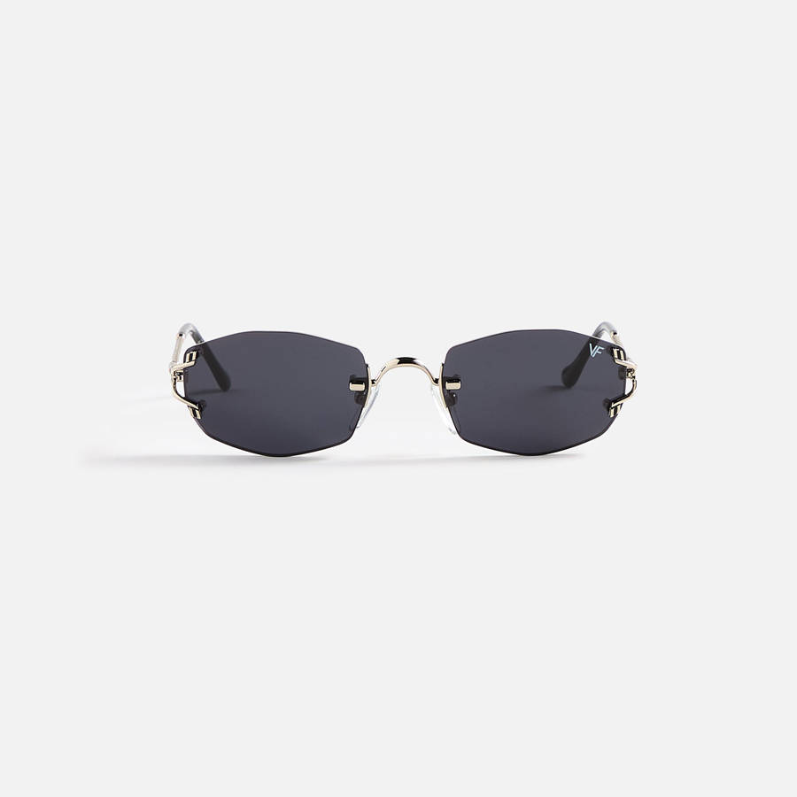 Navy Men Kith Vintage Frames Aspen Drill Mount 24KT White Gold Sunglasses | 2897-LYBCH