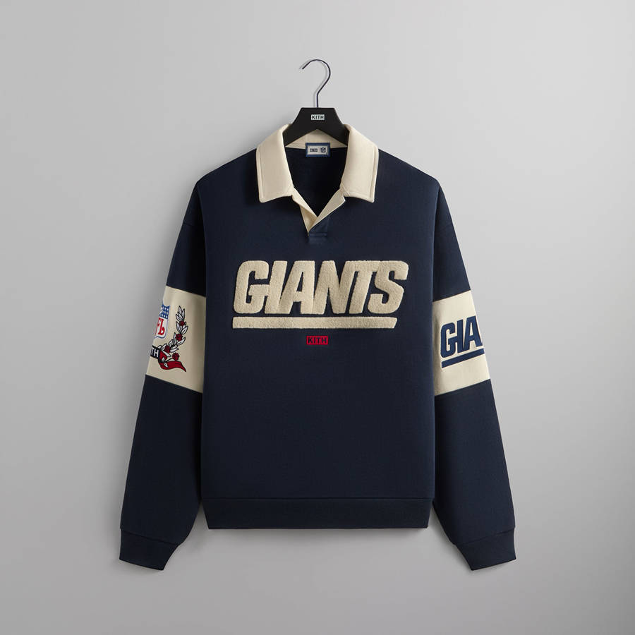 Navy Men Kith and '47 for the NFL: Giants Nelson Collared Pullover Shirts | 2701-FRLEJ