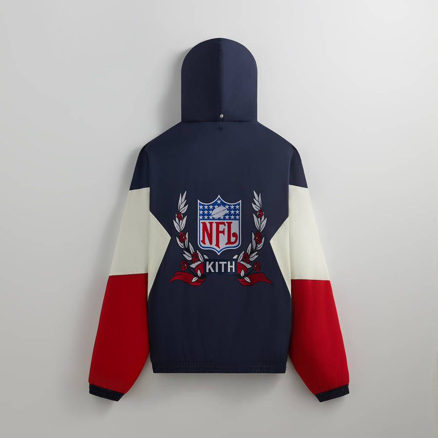 Navy Men Kith and '47 for the NFL: Giants Quarter Zip Anorak With Hood Jackets | 7236-CIVDX