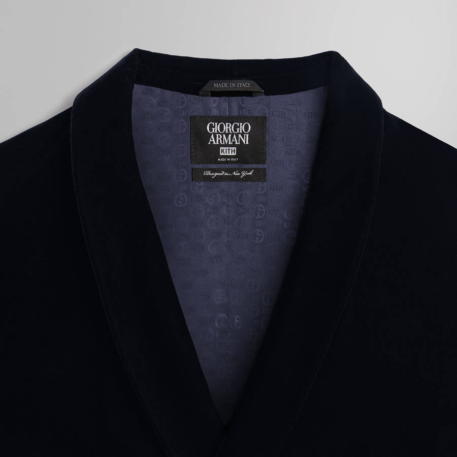 Navy Men Kith and Giorgio Armani Crossover Blazer Jackets | 6157-YZBAS