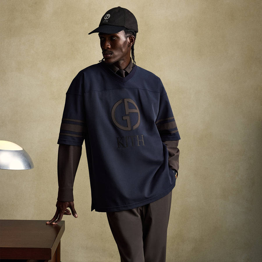 Navy Men Kith and Giorgio Armani Jersey Shirts | 3961-WREOC