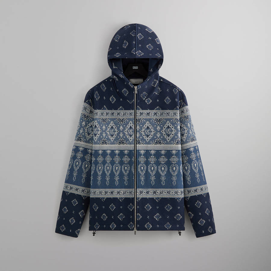 Navy Men Kith and Kin Branden Tapestry Full Zip Hoodie Sweatshirts | 2450-MOCSP