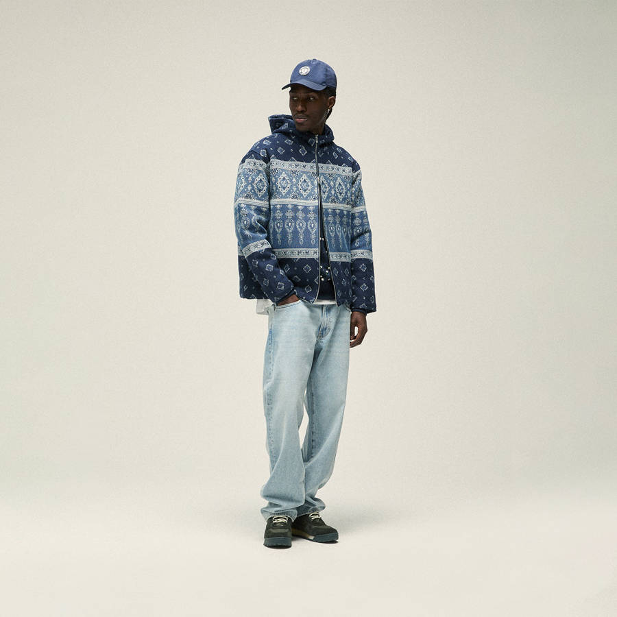 Navy Men Kith and Kin Branden Tapestry Full Zip Hoodie Sweatshirts | 2450-MOCSP