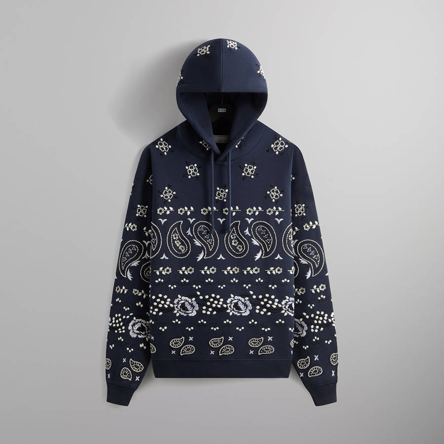 Navy Men Kith and Kin Paisley Floral Williams III Hoodie Sweatshirts | 3157-TQFPJ