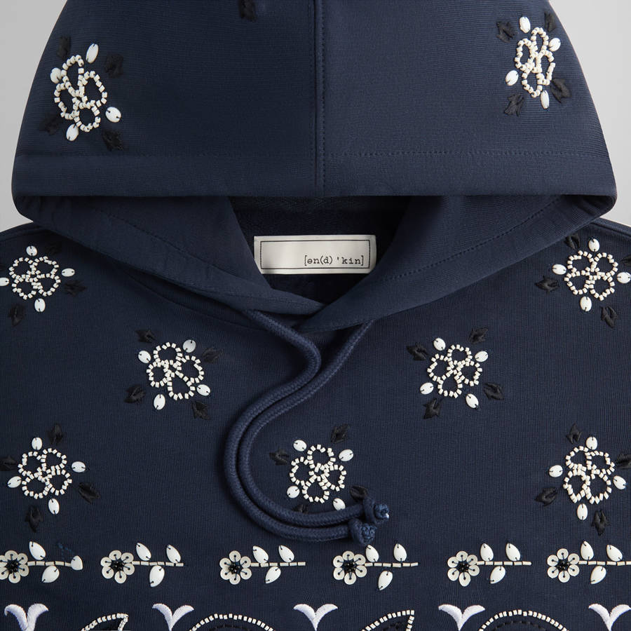 Navy Men Kith and Kin Paisley Floral Williams III Hoodie Sweatshirts | 3157-TQFPJ