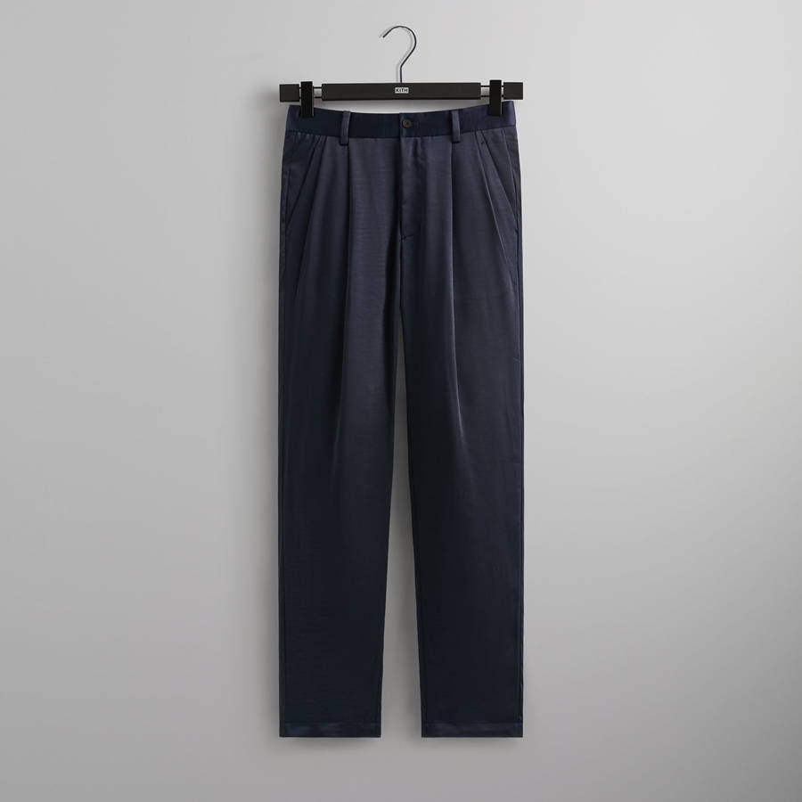 Navy Men Kith and Kin Vintage Satin Montrose Pants | 2584-JXZKQ