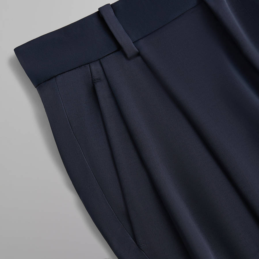 Navy Men Kith and Kin Vintage Satin Montrose Pants | 2584-JXZKQ