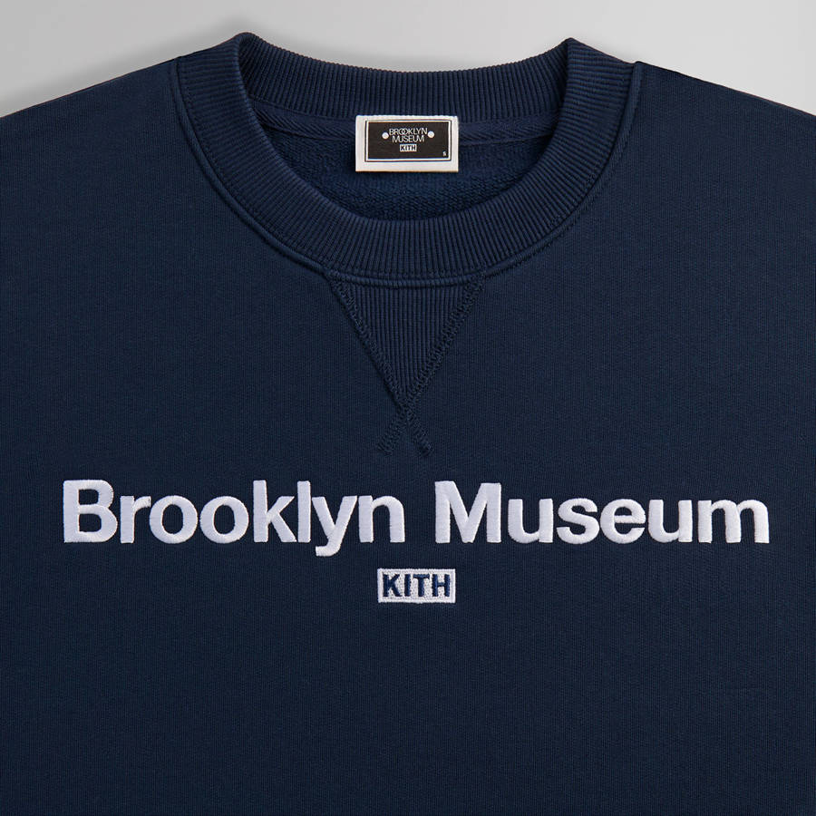 Navy Men Kith for the Brooklyn Museum Nelson Crewneck Sweatshirts | 7124-XQSRO
