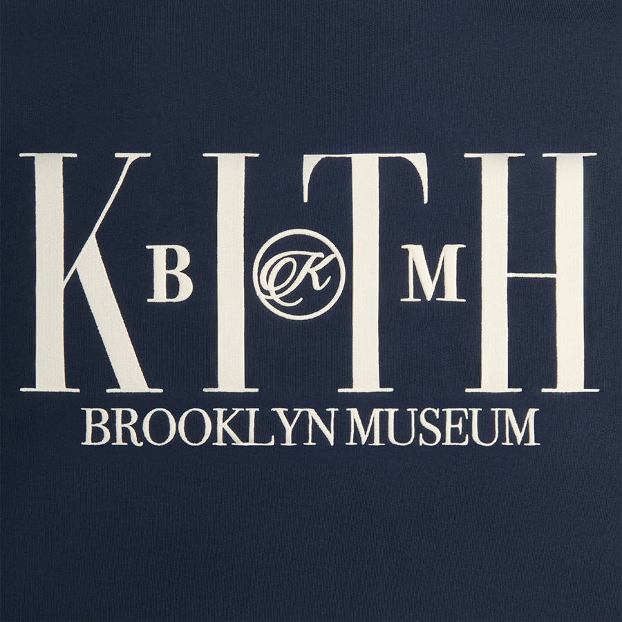 Navy Men Kith for the Brooklyn Museum Serif Hoodie Sweatshirts | 4356-XZFHJ