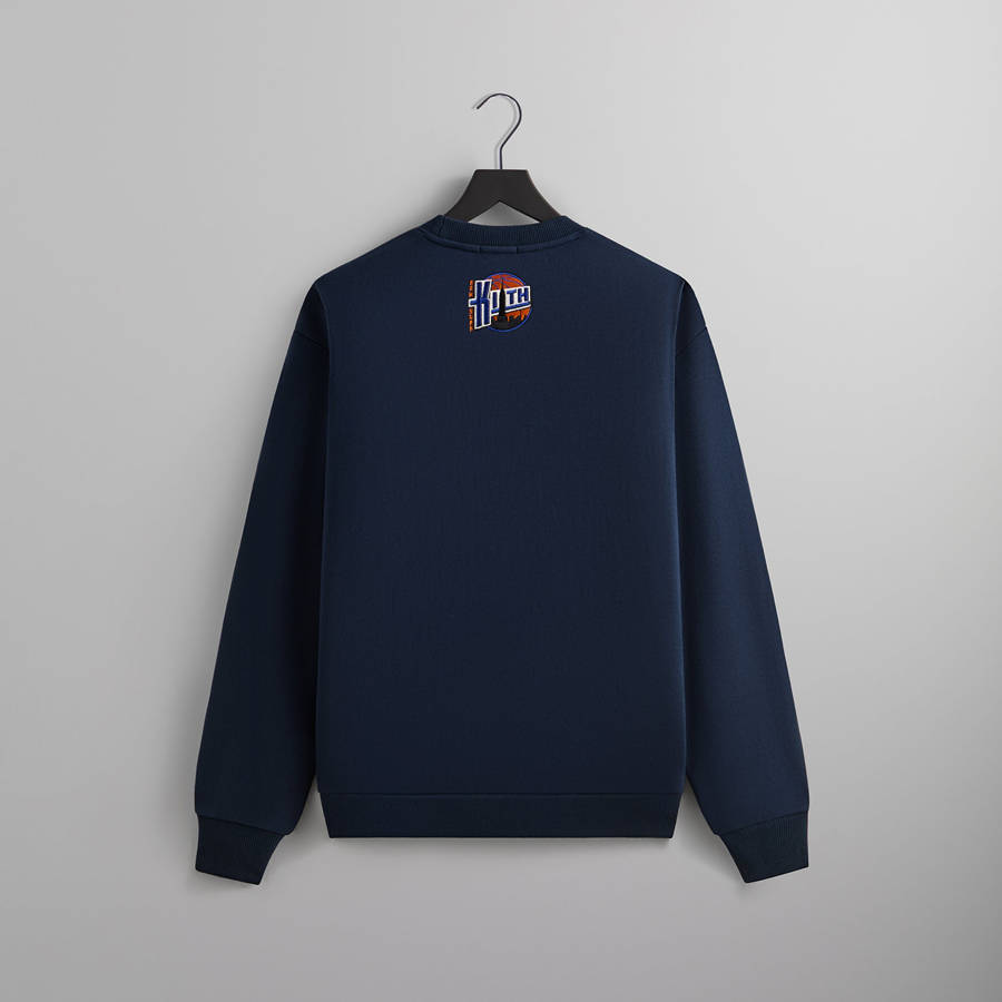 Navy Men Kith for the New York Knicks City Vintage Nelson Crewneck Sweatshirts | 6149-VBRNU